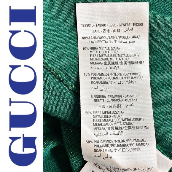 NWT GUCCI Metallic Green Short Sleeve Crew Neck Mini T-Shirt Dress, Size Small - Picture 8 of 13